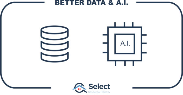 Infographic shows database and silicon chip with artificial intelligence