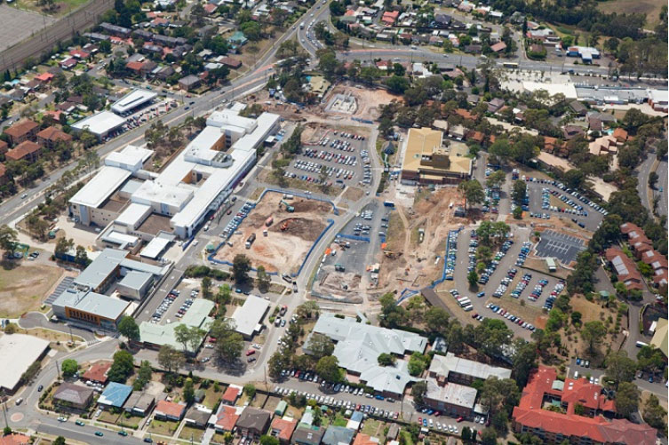 An aerial photo of the shopping centre under construction.