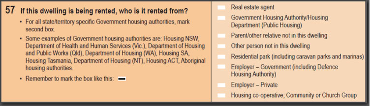 An image of question 57 of the census